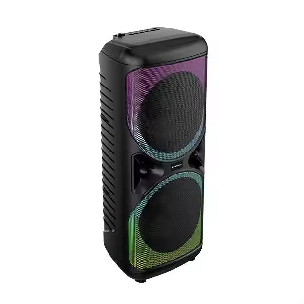 Boxa Portabila AT PERFORMANCE®, cu Lumini RGB, Putere 100W, MP3, USB, Bluetooth, TF, WIFI, Slot Microfon, Acumulator, Negru